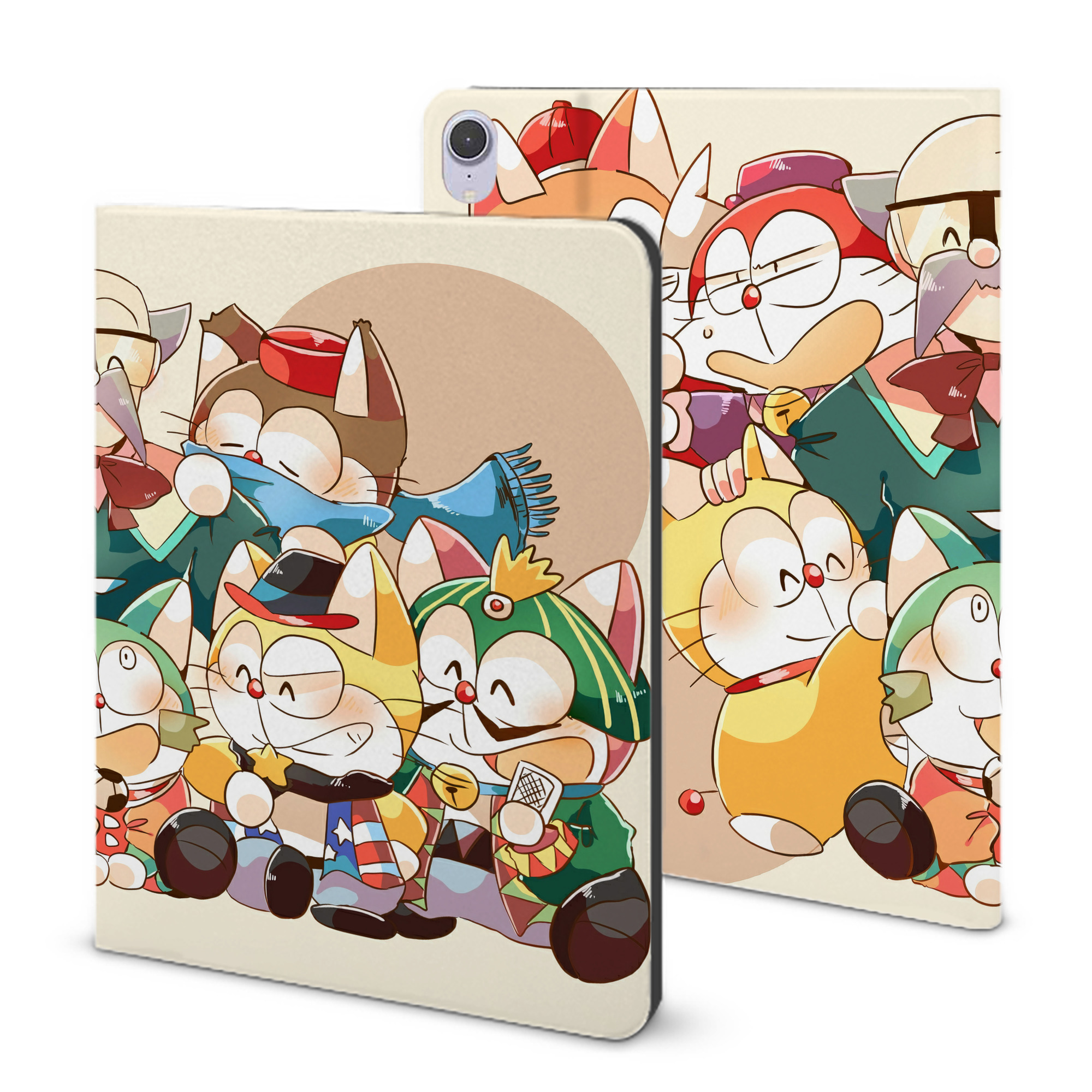 （画像用） ドラえもん Doraemon IPad ケース ブック型 PUレザー TPU 耐衝撃 軽量 薄型 ペン収納なし 全面保護 IPad 各モデル対応